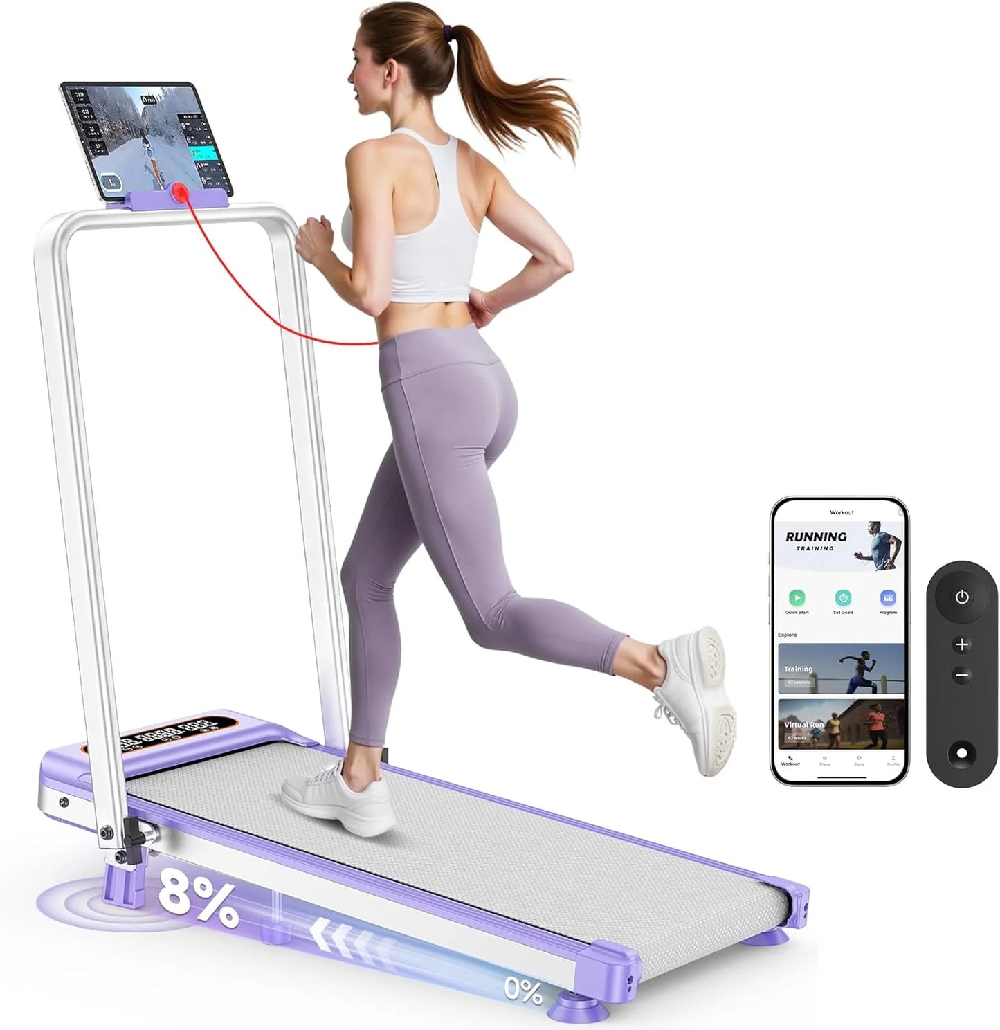 Foldable Incline Walking Pad with Handle Bar | Stride & Flow
