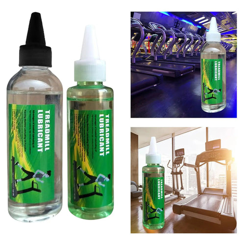 Stride & Flow treadmill lubrication kit with lubricant bottle and applicator for smooth treadmill belt maintenance.