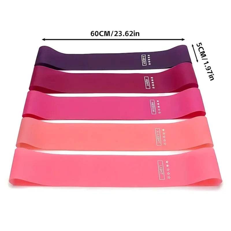 Set of Stride & Flow resistance bands with a free gift, showing colorful elastic exercise bands for strength training and fitness.
