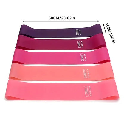 Set of Stride & Flow resistance bands with a free gift, showing colorful elastic exercise bands for strength training and fitness.