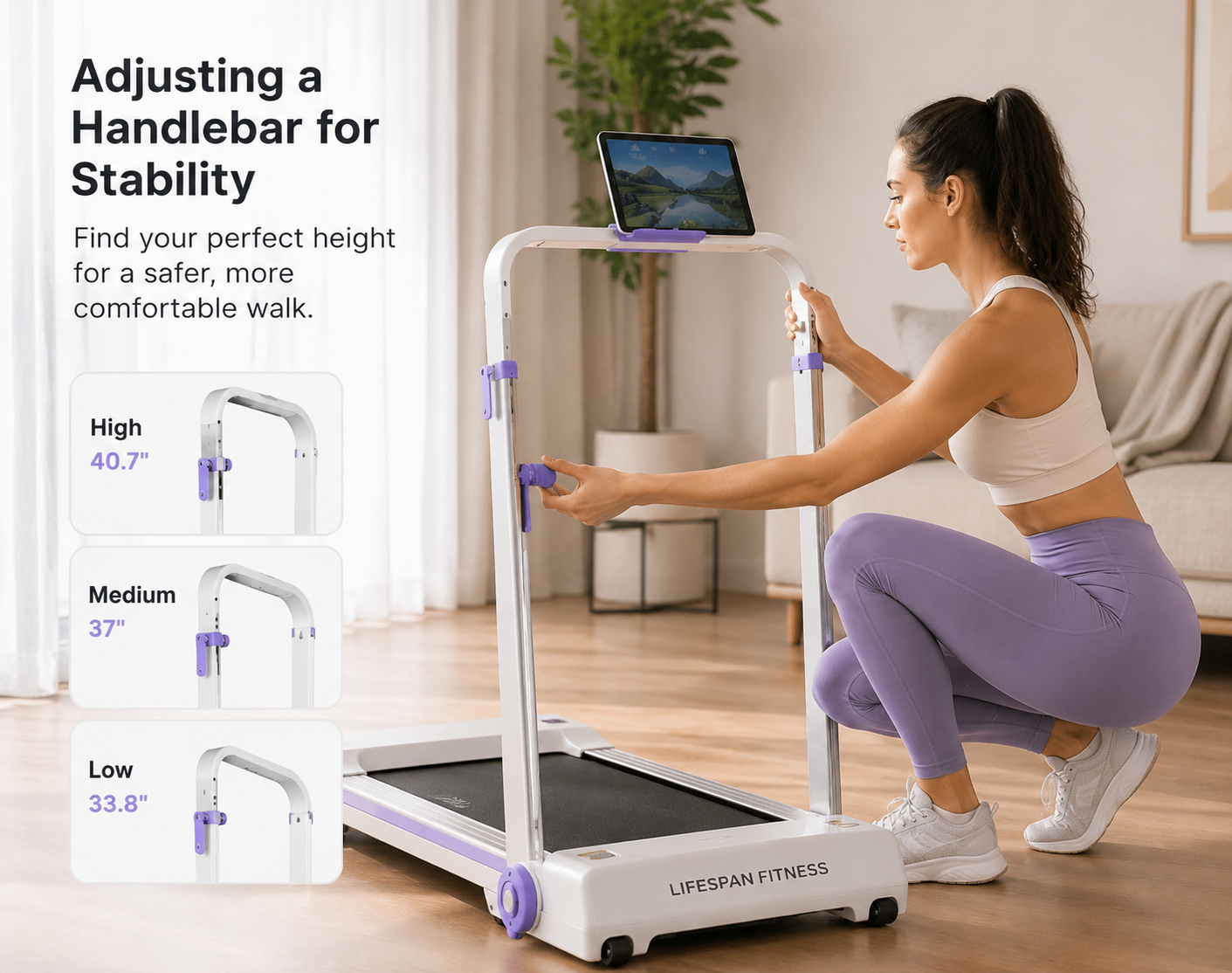 Foldable Incline Walking Pad with Handle Bar | Stride & Flow